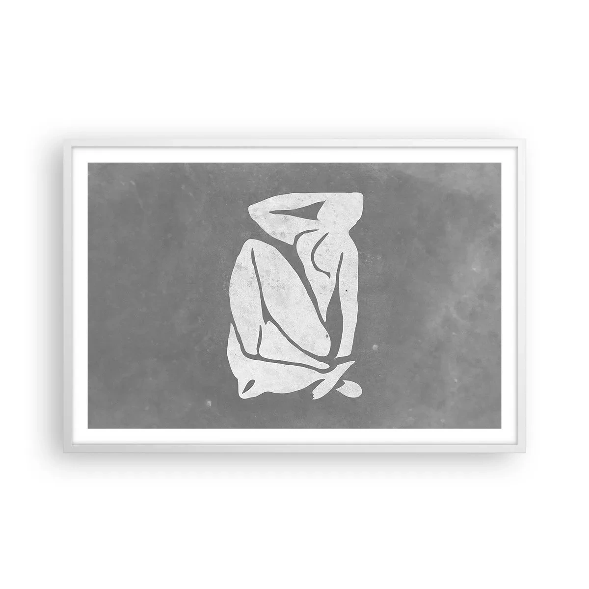 Póster en marco blanco - En sus pensamientos - 91x61 cm