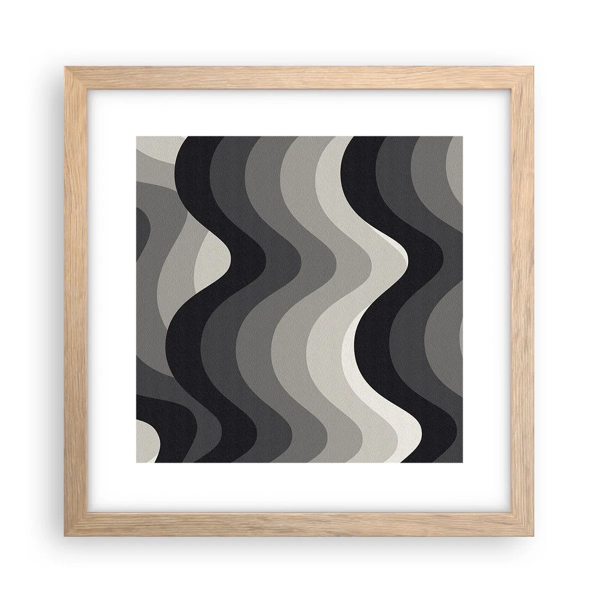 Póster en marco roble claro - Ola tras ola - 30x30 cm