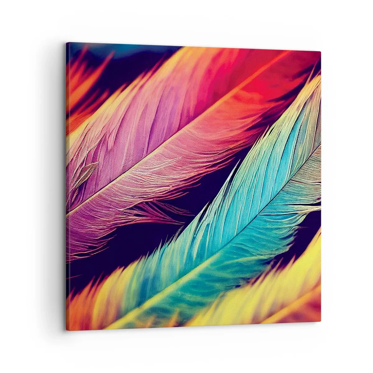 Cuadro sobre lienzo - Impresión de Imagen - Arco iris plumoso - 50x50 cm