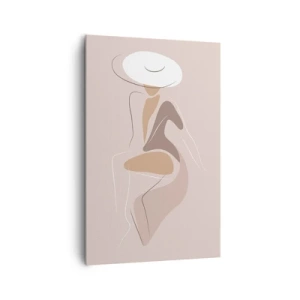 Cuadro sobre lienzo - Impresión de Imagen - Silueta minimalista de una mujer con sombrero. - 80x120cm - Una auténtica dama - Decoración de pared moderna para salón y dormitorio ARTTOR