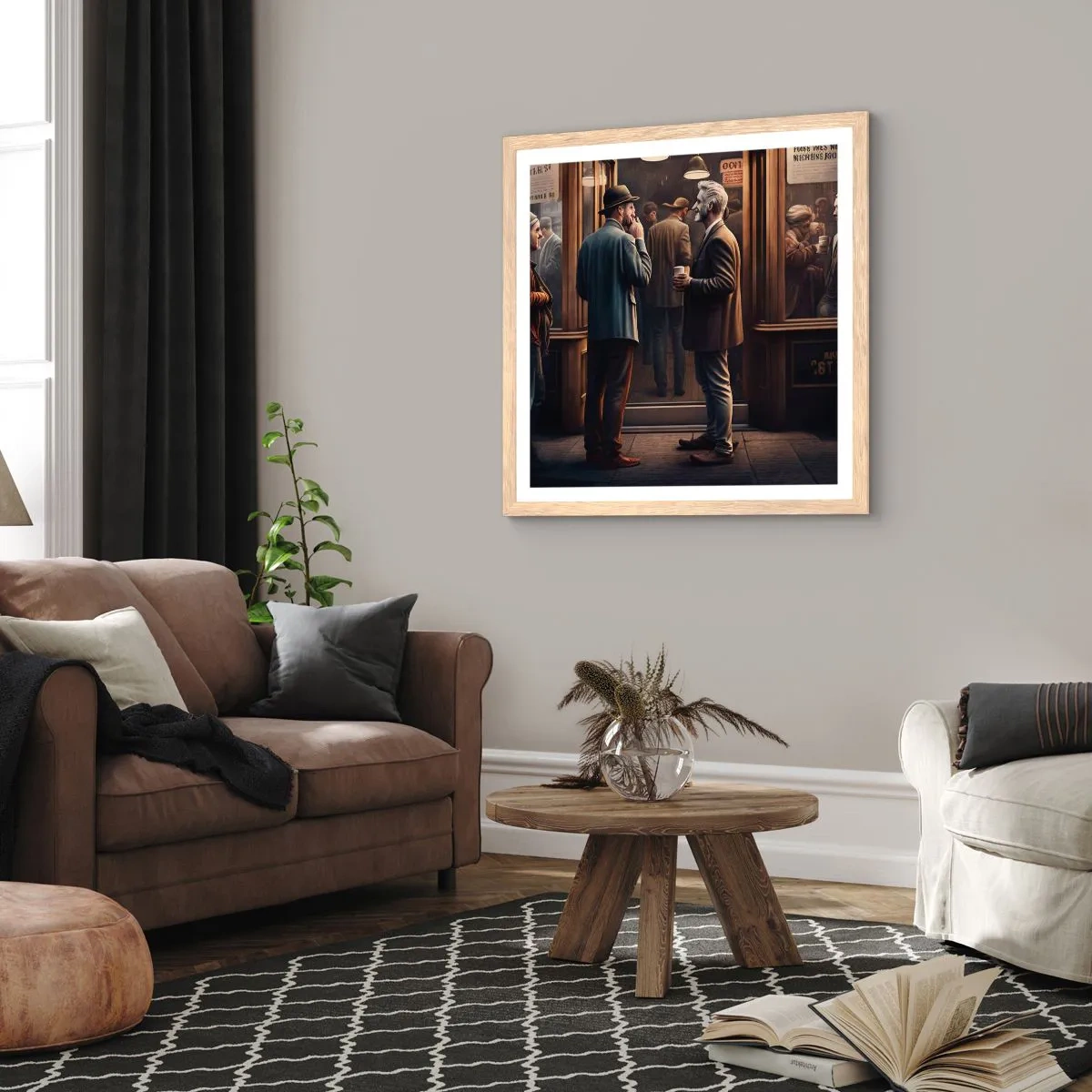 Póster en marco roble claro - Un buen momento del día - 30x30 cm