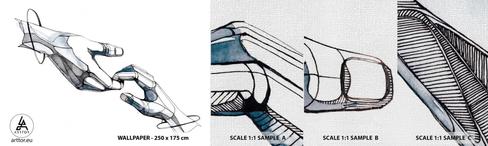 Muestra de fotomural Premium Canvas - Un buen gesto - Abstracción, Manos, Gráficos - 100x30 cm