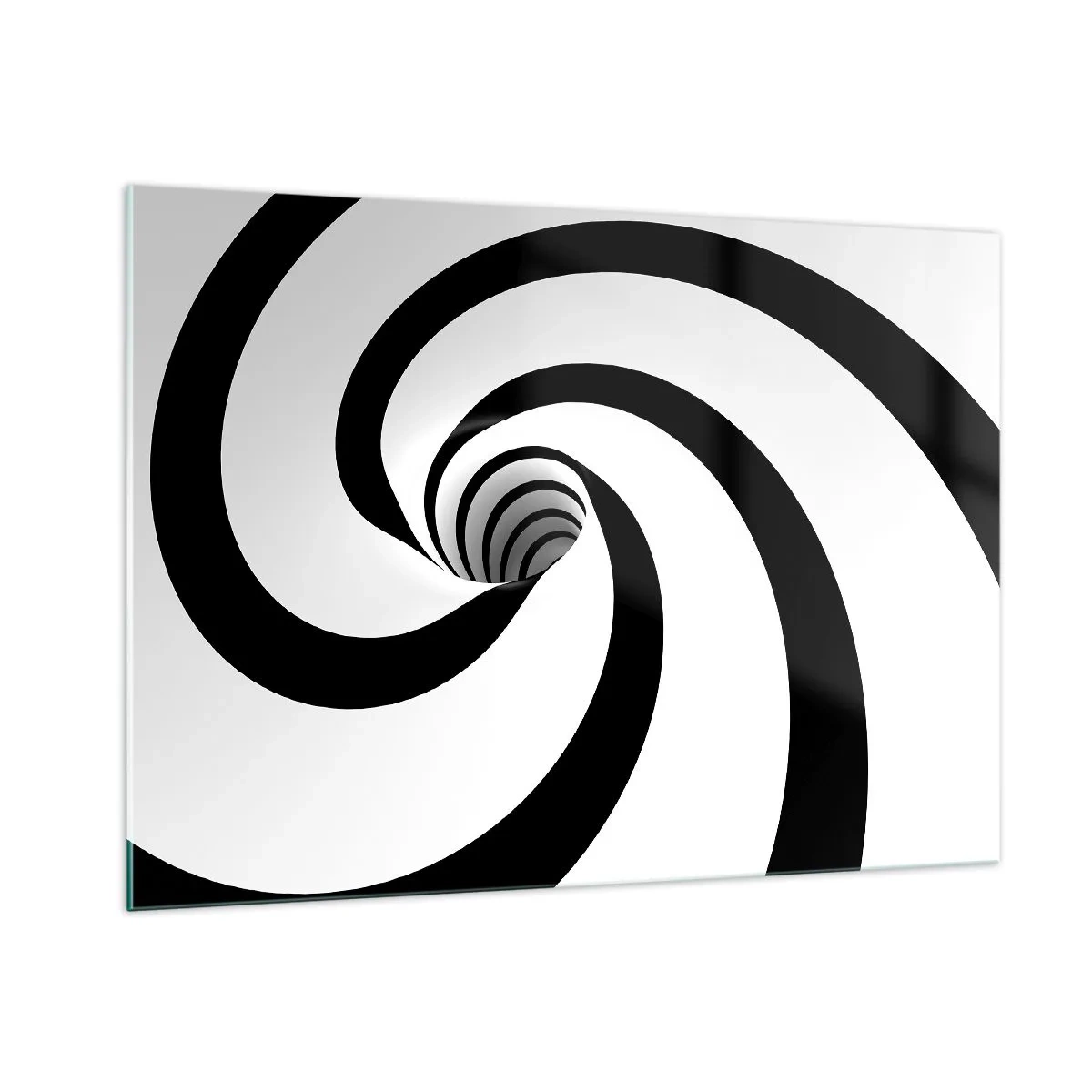 Cuadro sobre vidrio - Impresiones sobre Vidrio - Patrón espiral hipnótico en blanco y negro - 100x70cm - ¿Ceder al torbellino? - Decoración de pared moderna para salón y dormitorio ARTTOR