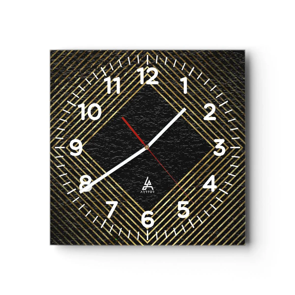 Reloj de pared - Reloj de vidrio - Geometría al estilo glamour - 40x40 cm