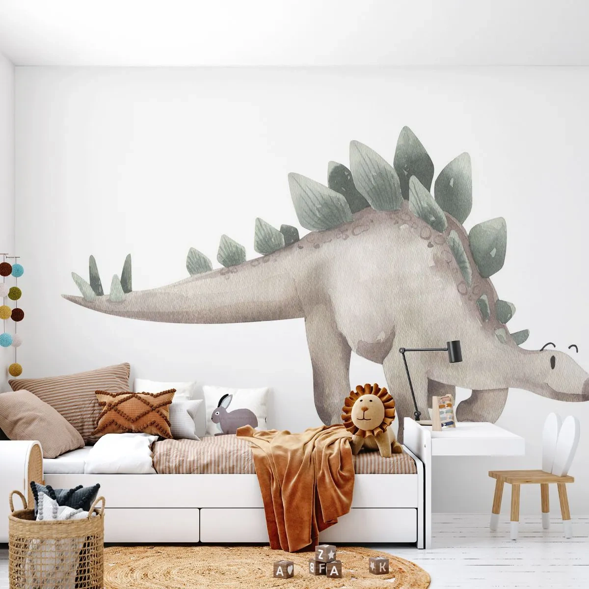 Fotomural Autadhesivo Deluxe Sticker - Un amigo de otro tiempo - Dinosaurio, Para niños, Estegosaurio - 300x210 cm