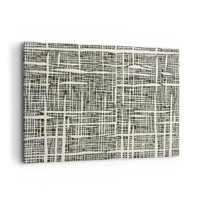 Cuadro sobre lienzo - Impresión de Imagen - Un patrón geométrico que se asemeja a una cuadrícula sobre un fondo claro. - 120x80cm - Composición del tejido - Decoración de pared moderna para salón y dormitorio ARTTOR