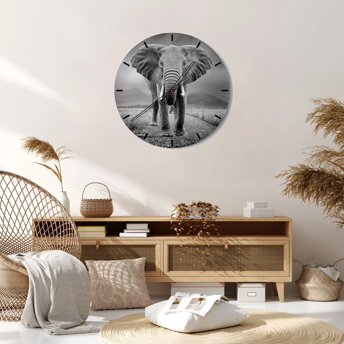 Reloj de pared - Reloj de vidrio - El anfitrión da la bienvenida - 30x30 cm