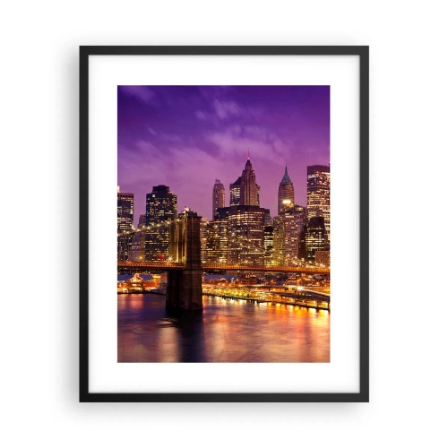 Póster en marco negro - Manhattan púrpura y dorado - 40x50 cm