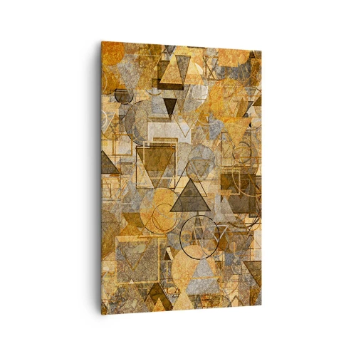 Cuadro sobre lienzo - Impresión de Imagen - Patrones geométricos abstractos en tonos dorados - 80x120cm - El mundo en formas - Decoración de pared moderna para salón y dormitorio ARTTOR