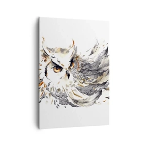 Cuadro sobre lienzo - Impresión de Imagen - Un búho con plumas místicas en forma artística de acuarela. - 50x70cm - Venía de un mundo de magia - Decoración de pared moderna para salón y dormitorio ARTTOR