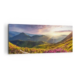 Cuadro sobre lienzo - Impresión de Imagen - La frescura de una mañana de montaña - 100x40 cm