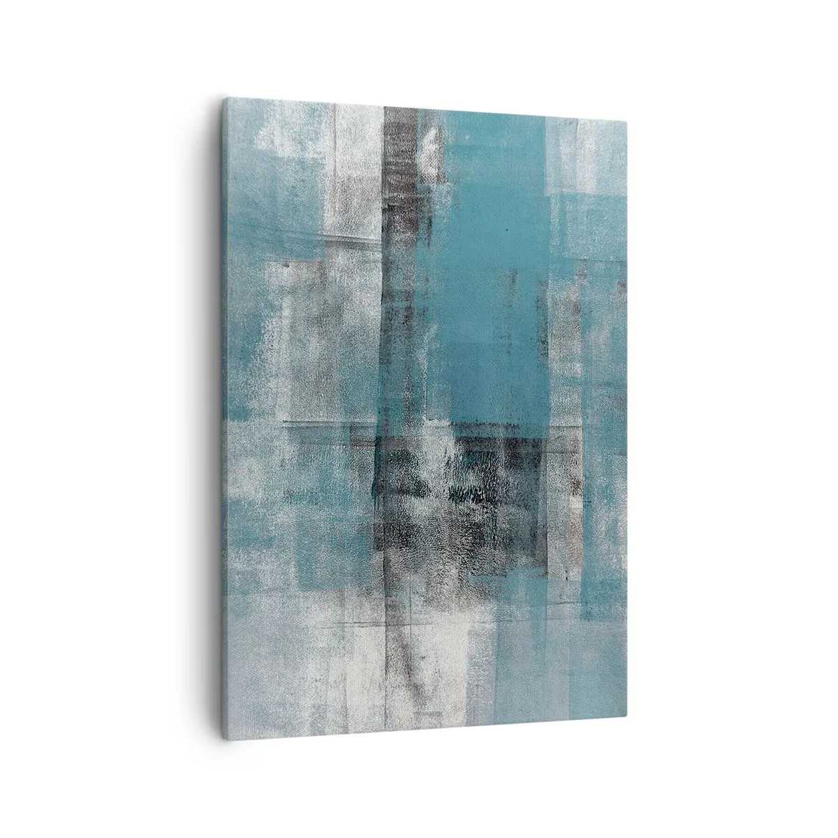 Cuadro sobre lienzo - Impresión de Imagen - Una composición abstracta en tonos azules con textura y capas. - 50x70cm - Agua y aire - Decoración de pared moderna para salón y dormitorio ARTTOR