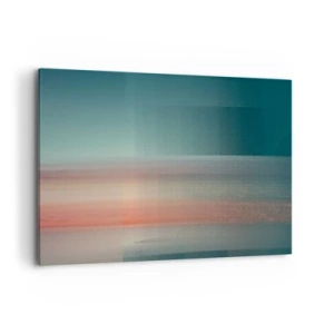 Cuadro sobre lienzo - Impresión de Imagen - Una puesta de sol en tonos pastel sobre un horizonte tranquilo. - 120x80cm - Abstracción: ondas de luz - Decoración de pared moderna para salón y dormitorio ARTTOR