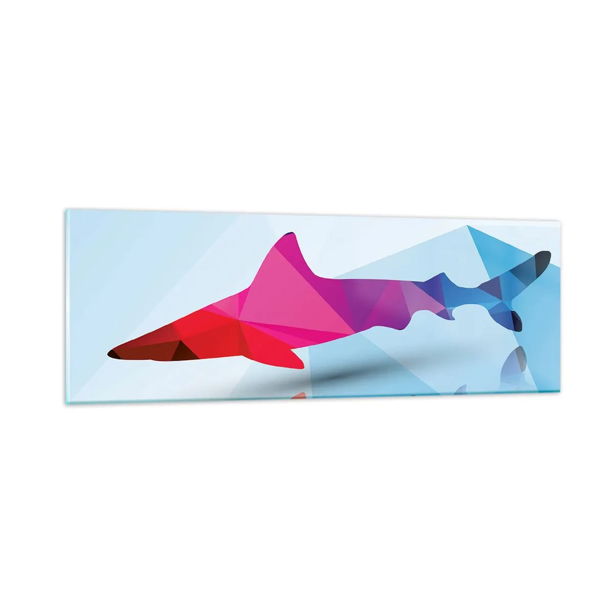 Cuadro sobre vidrio - Impresiones sobre Vidrio - Tiburón en espacio cristalino - 90x30 cm