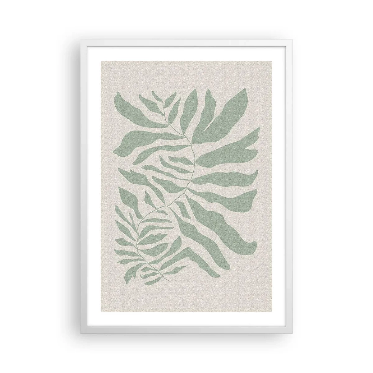 Póster en marco blanco - Rama esmeralda - 50x70 cm