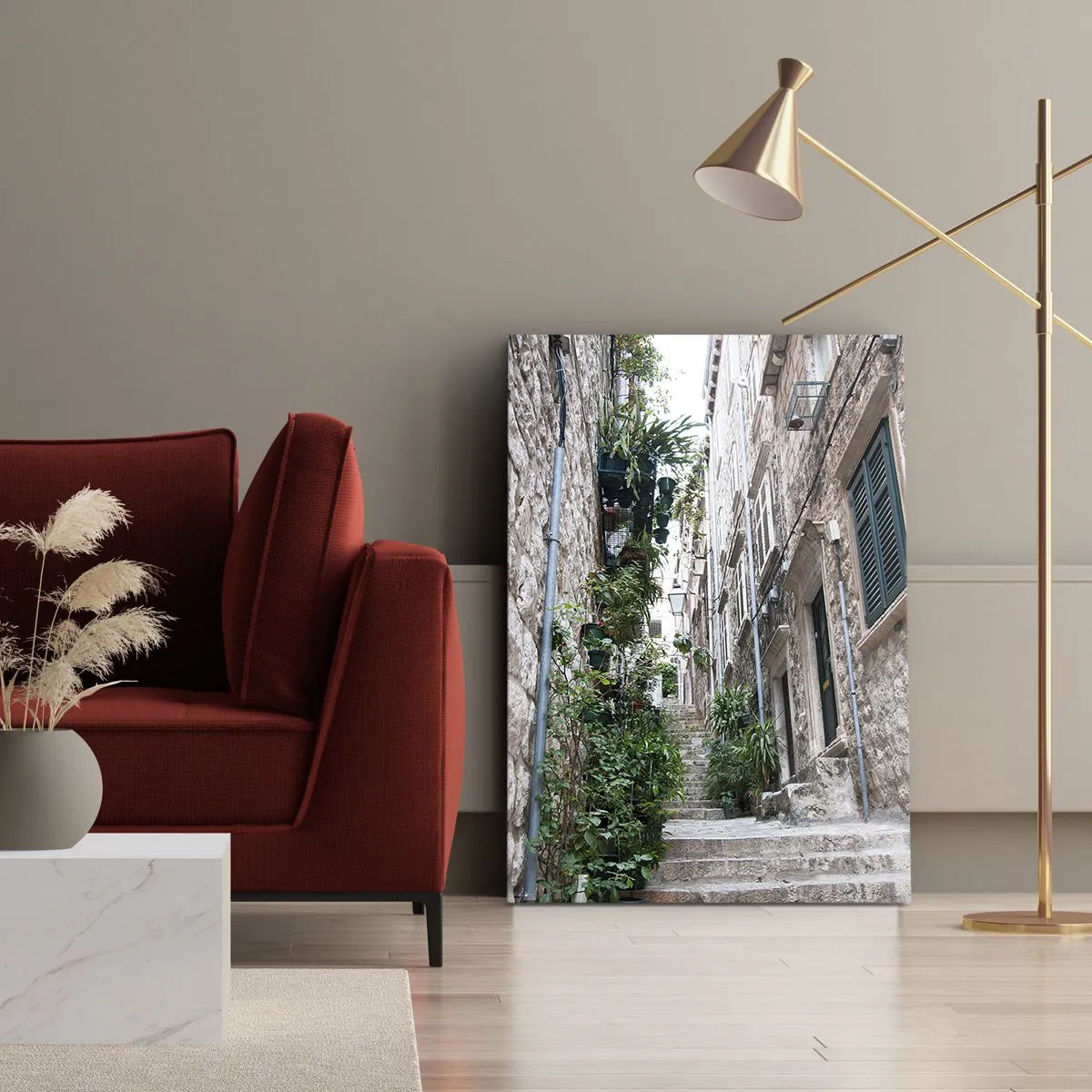 Cuadro sobre lienzo - Impresión de Imagen - Encanto de ciudad antigua - 55x100 cm