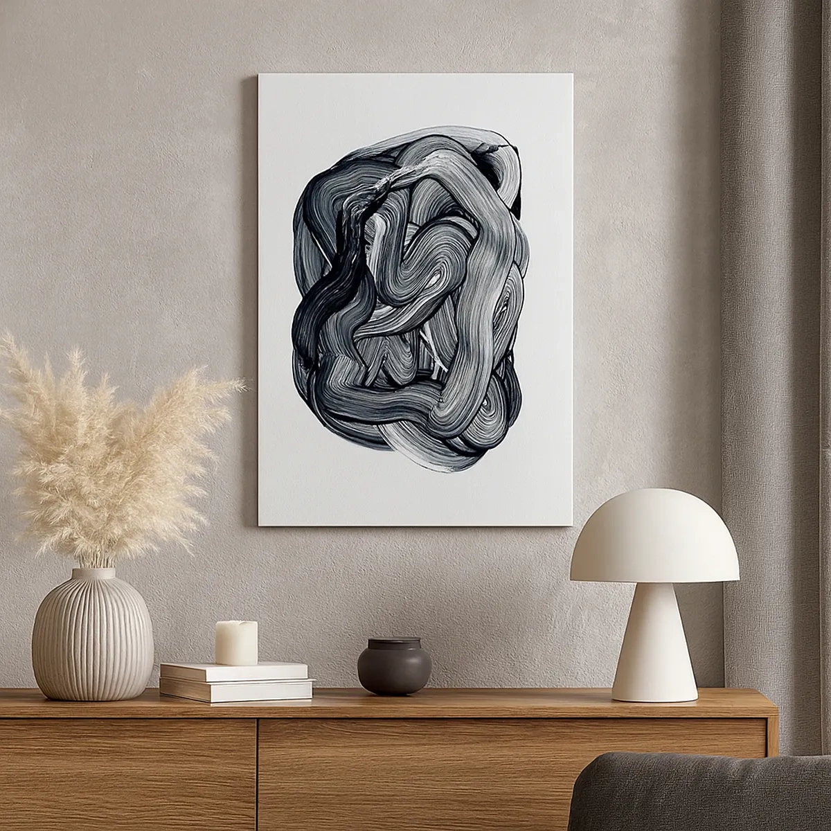 Cuadro sobre lienzo - Impresión de Imagen - Composición abstracta en tonos de gris - 50x70cm - No es tan sencillo - Decoración de pared moderna para salón y dormitorio ARTTOR