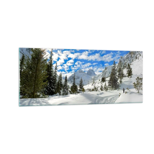 Cuadro sobre vidrio - Impresiones sobre Vidrio - Nieve y sol - 100x40 cm