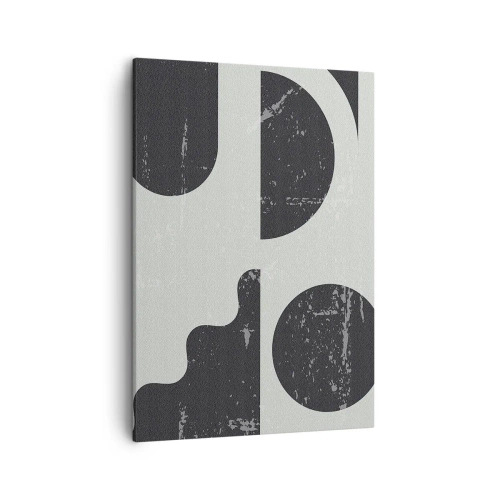 Cuadro sobre lienzo - Impresión de Imagen - Patrones geométricos en tonos negros y grises. - 50x70cm - Composición arriba y abajo - Decoración de pared moderna para salón y dormitorio ARTTOR