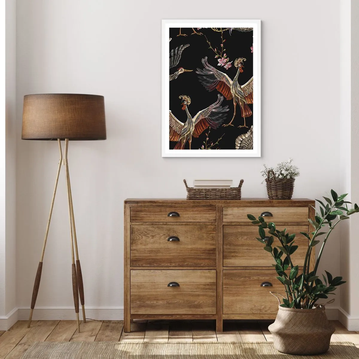 Póster en marco blanco - Aves de cuento de hadas - 40x50 cm