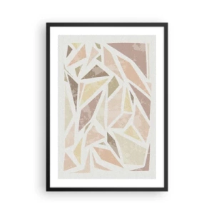 Póster en marco negro - Abstracción geométrica en tonos pastel - 50x70cm - Composición de vidrieras - Decoración de pared moderna para salón y dormitorio ARTTOR