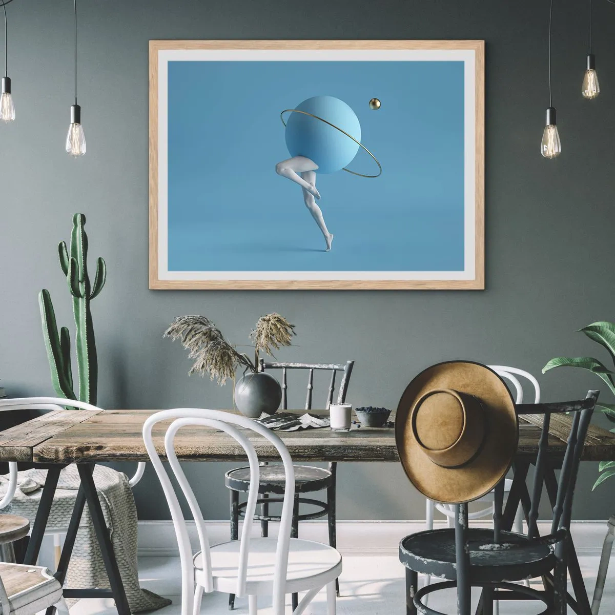 Póster en marco roble claro - Y los planetas se vuelven locos - 70x50 cm