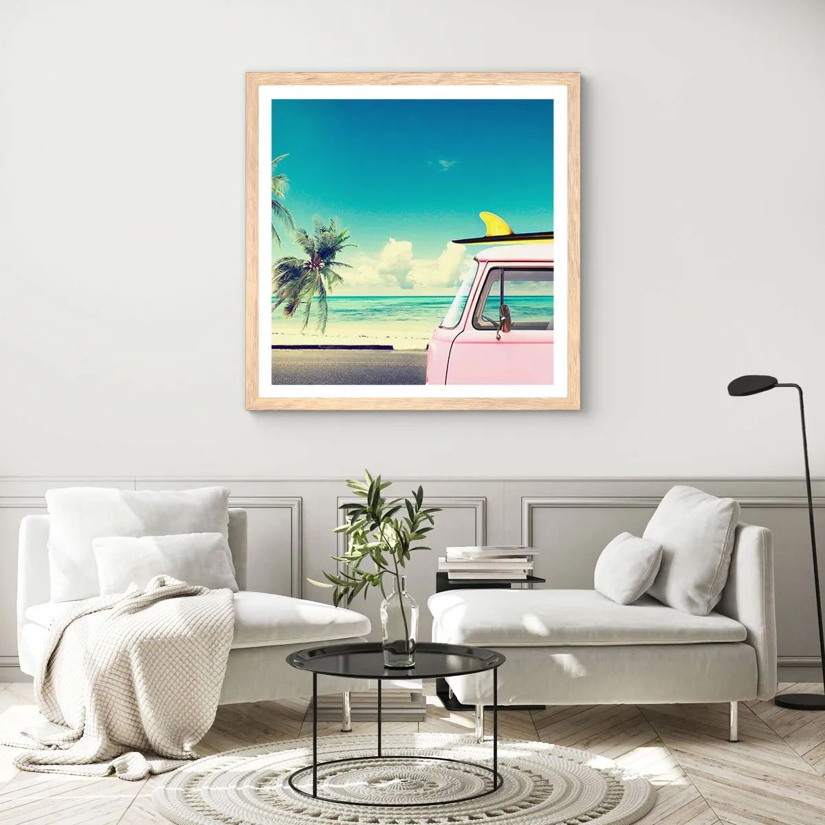 Póster en marco roble claro - Comienzan las vacaciones - 40x40 cm