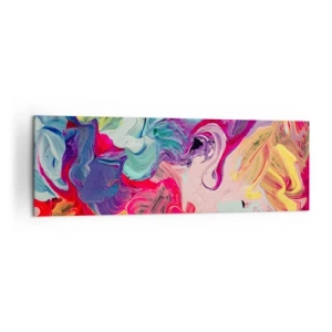 Cuadro sobre lienzo - Impresión de Imagen - Una composición abstracta con colores vibrantes y arremolinados y una estructura dinámica. - 160x50cm - El nacimiento de los colores - Decoración de pared moderna para salón y dormitorio ARTTOR