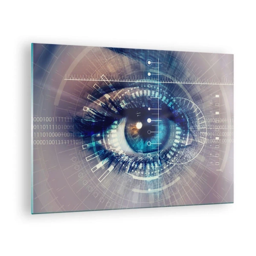 Cuadro sobre vidrio - Impresiones sobre Vidrio - Un ojo digital con temática de tecnología y datos futuristas - 70x50cm - Crees que me conoces - Decoración de pared moderna para salón y dormitorio ARTTOR