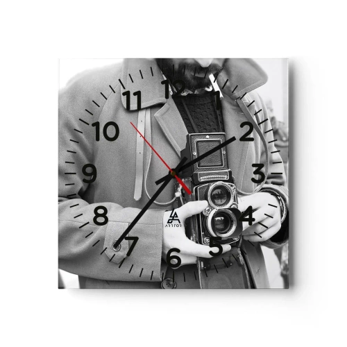 Reloj de pared - Reloj de vidrio - En estilo retro - 40x40 cm