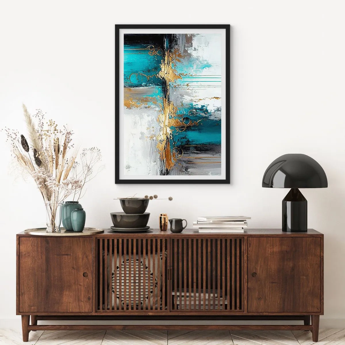 Póster en marco negro - Todo fluye - 61x91 cm
