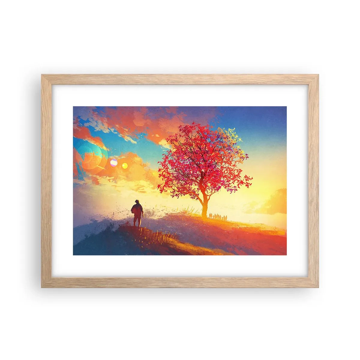 Póster en marco roble claro - Un peregrino en su destino - 40x30 cm