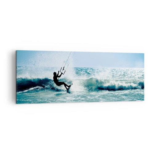 Cuadro sobre lienzo - Impresión de Imagen - Kitesurfista montando una ola a pleno sol - 140x50cm - Déjate llevar - Decoración de pared moderna para salón y dormitorio ARTTOR