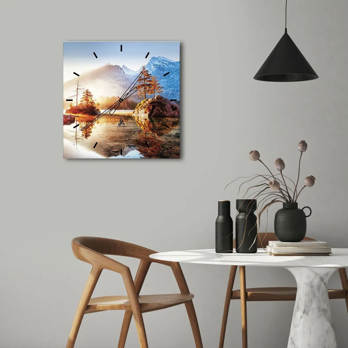 Reloj de pared - Reloj de vidrio - La naturaleza bajo la luz - 30x30 cm