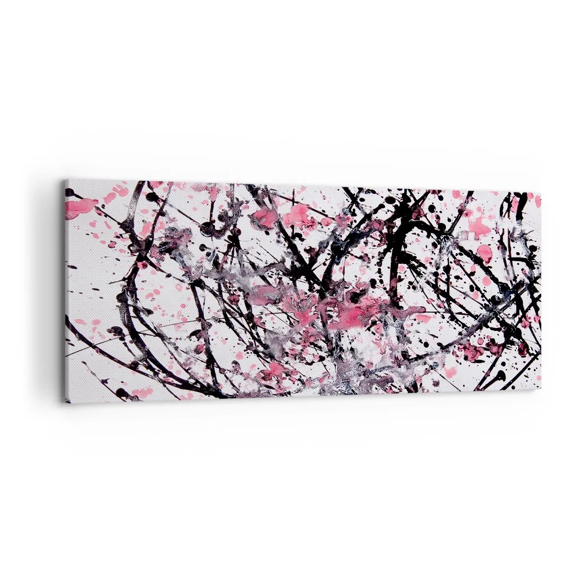 Cuadro sobre lienzo - Impresión de Imagen - Patrón abstracto en tonos rosa, negro y blanco. - 120x50cm - La fugacidad de la vida - Decoración de pared moderna para salón y dormitorio ARTTOR