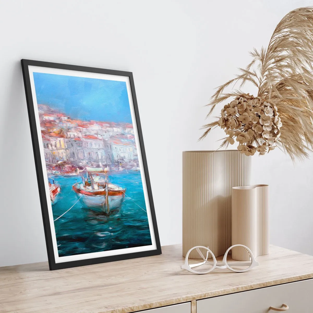 Póster en marco negro - Bahía italiana - 61x91 cm
