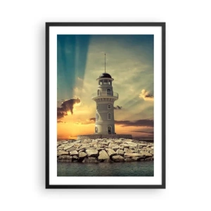 Póster en marco negro - Faro al atardecer - 50x70cm - Luz - Bondad - Belleza - Decoración de pared moderna para salón y dormitorio ARTTOR