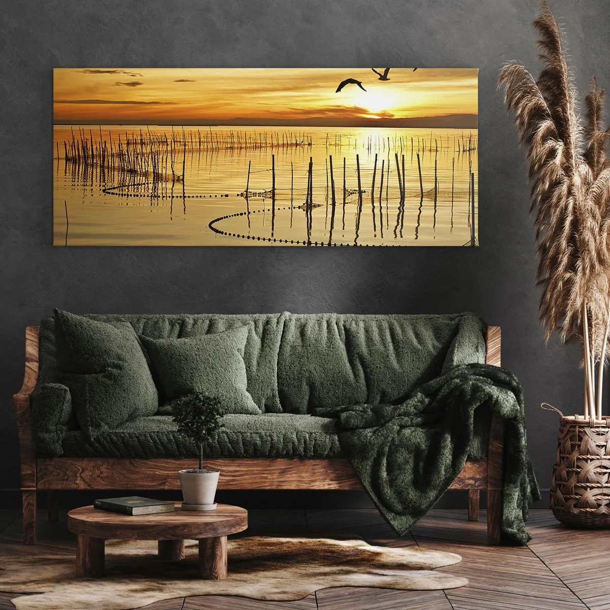 Cuadro sobre lienzo - Impresión de Imagen - Horizonte naranja - 100x40 cm