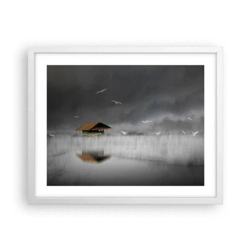 Póster en marco blanco - Resguardo de la lluvia - 50x40 cm