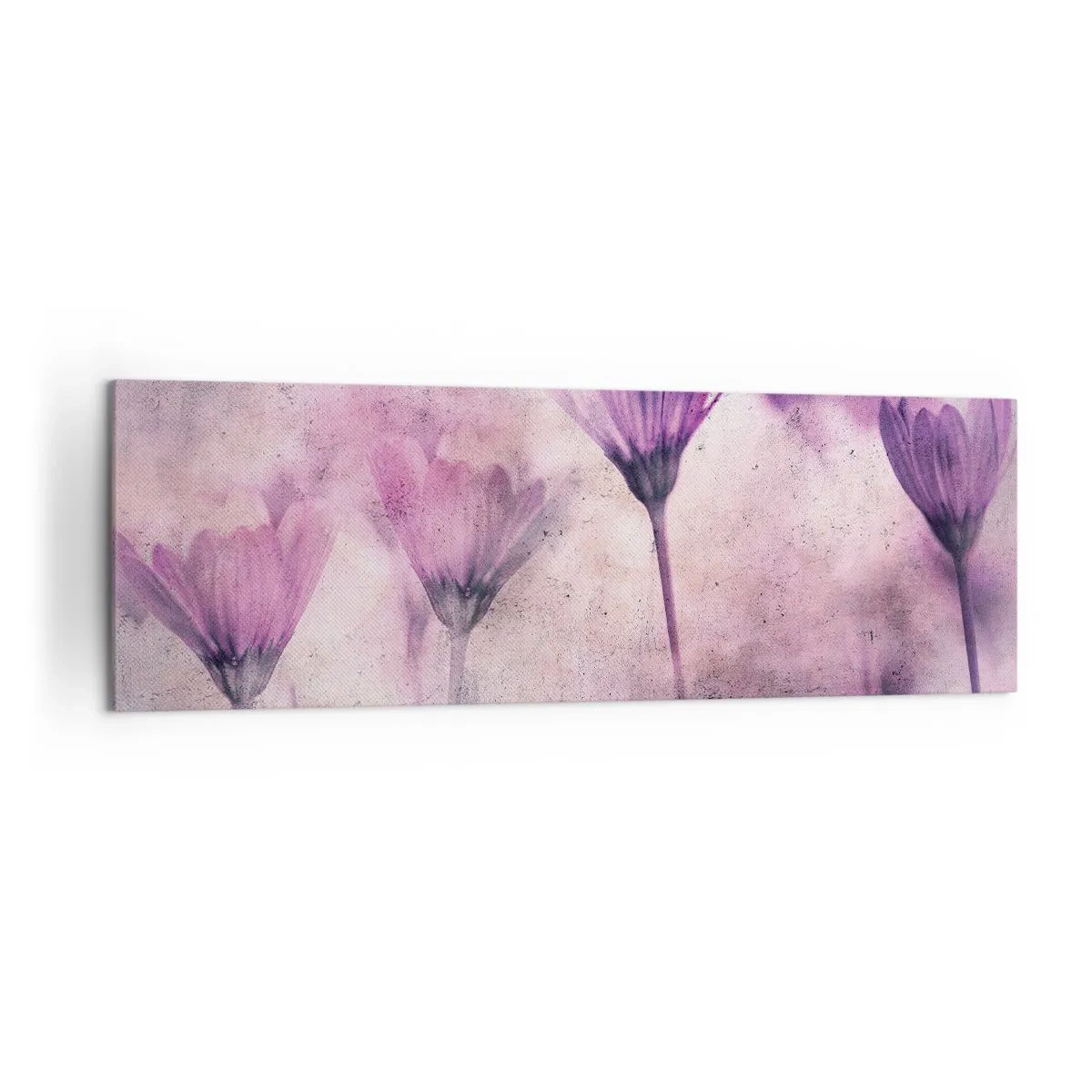 Cuadro sobre lienzo - Impresión de Imagen - Delicadas flores en tonos morados sobre un fondo claro. - 160x50cm - Sueño de flores - Decoración de pared moderna para salón y dormitorio ARTTOR