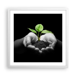 Póster en marco blanco - Amo la naturaleza, la protejo - 50x50 cm
