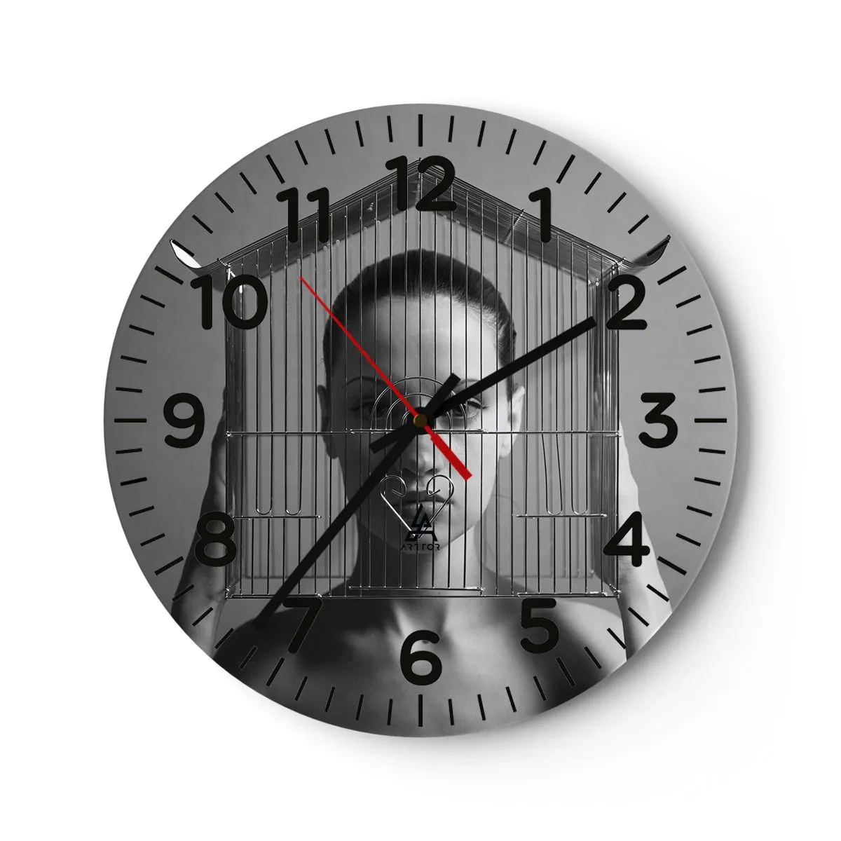 Reloj de pared - Reloj de vidrio - Un retrato algo surrealista - 40x40 cm