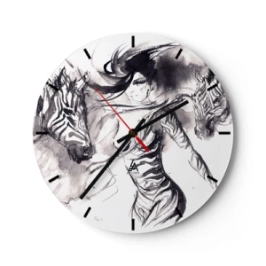Reloj de pared - Reloj de vidrio - Bailando con las cebras - 40x40 cm