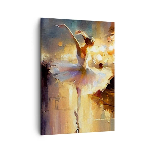 Cuadro sobre lienzo - Impresión de Imagen - Una bailarina bailando frente a un escenario iluminado. - 50x70cm - Un milagro en la calle - Decoración de pared moderna para salón y dormitorio ARTTOR