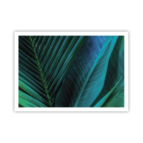 Póster - Primer plano de hojas verdes tropicales - 100x70cm - Anatomía del verde - Decoración de pared moderna para salón y dormitorio ARTTOR
