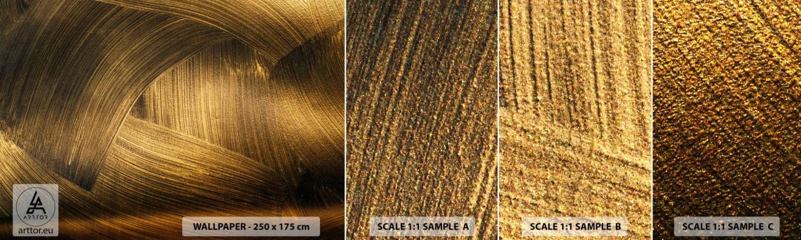 Muestra De Fotomural Standard Eco - En un laberinto de oro - Abstracción, Pedazo, Oro - 100x30 cm