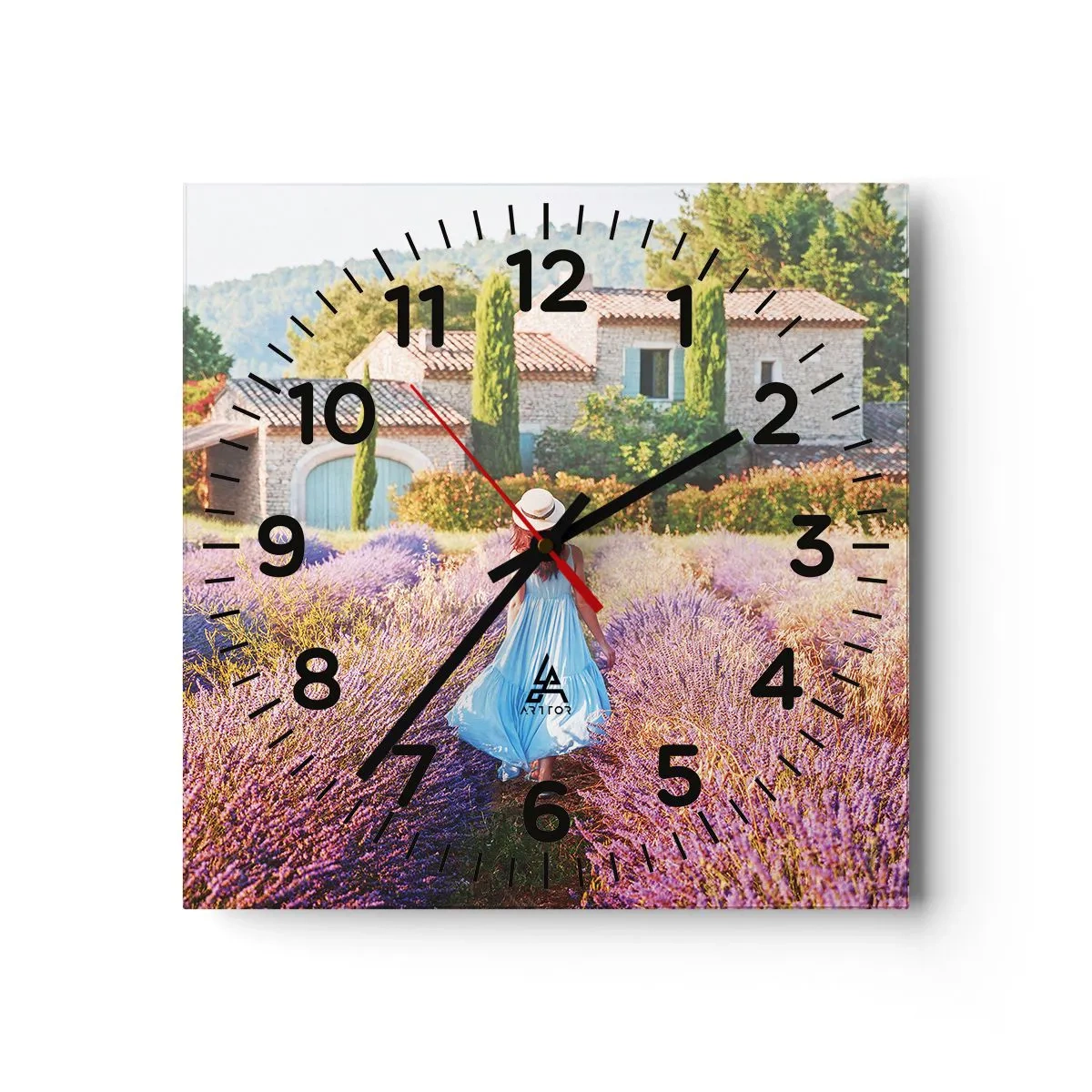 Reloj de pared - Reloj de vidrio - La chica de la lavanda - 40x40 cm
