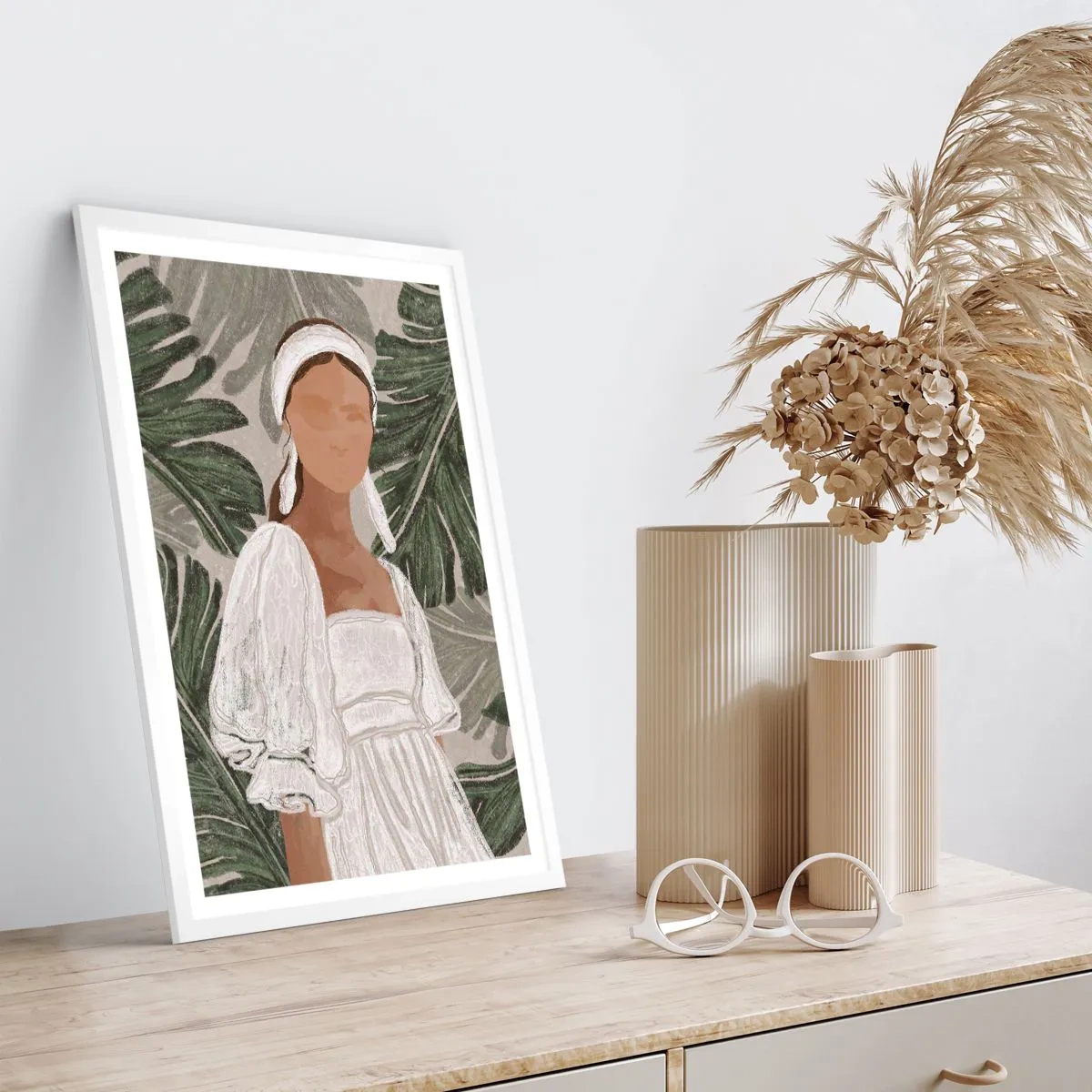 Póster en marco blanco - Retrato exótico - 70x100 cm