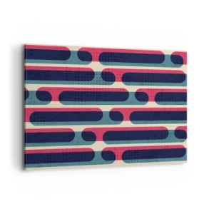 Cuadro sobre lienzo - Impresión de Imagen - Patrón geométrico retro con colores pastel. - 100x70cm - Profundidad y relieve - Decoración de pared moderna para salón y dormitorio ARTTOR