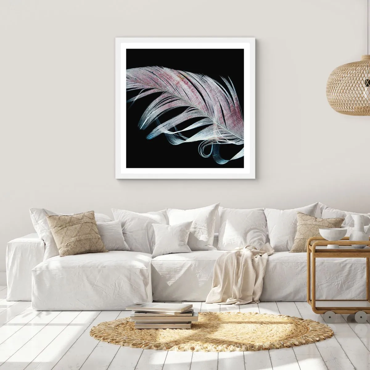 Póster en marco blanco - Piensa en el tacto - 50x50 cm